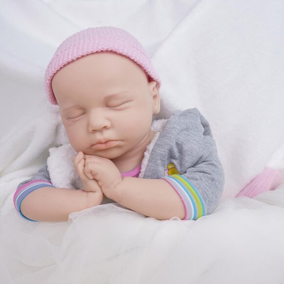 🆕19 inch Full Body Platinum Silicone Bald Baby Dolls Sleeping Zora-tan Boy - Picture 10 of 10